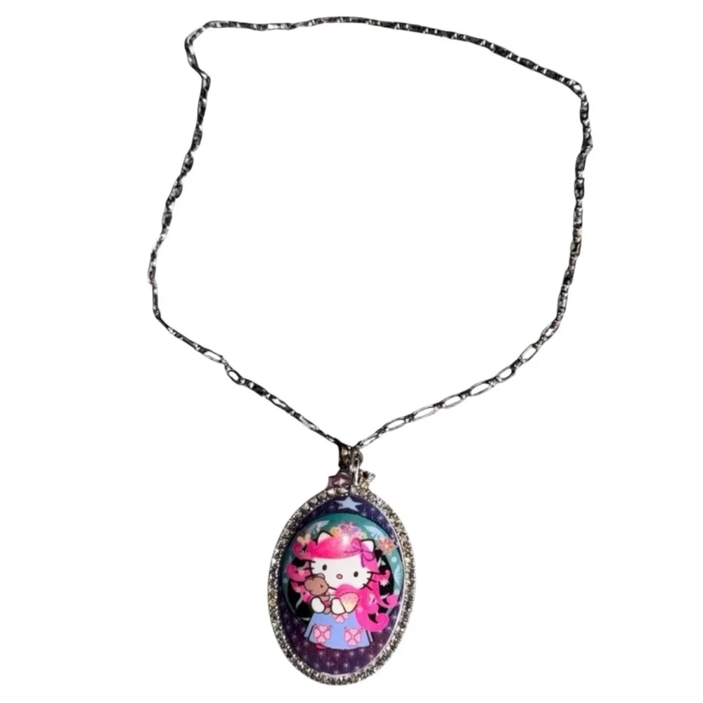 Tarina Tarantino Hello Kitty Necklace Women OS Pink Y2K Cameo Crystal 2002 Rare
